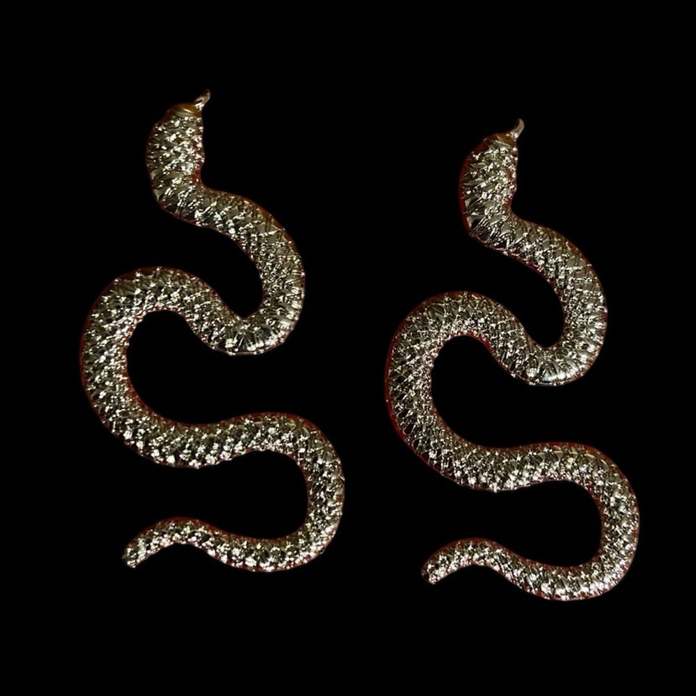 Silver Snake Earrings Jewelry - Picture 2 of 3